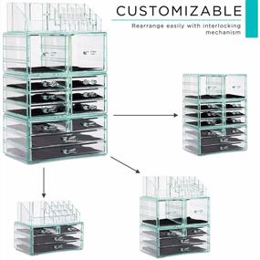 img 3 attached to Teal Thrill: Sorbus Large Clear Makeup Organizer With Detachable Spacious Beauty Display - Ideal Jewelry & Make Up Storage For Vanity, Dresser & Countertop