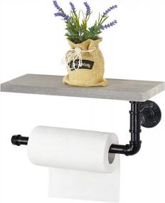 img 4 attached to Rustic Gray-Green Industrial Pipe Paper Towel Holder W/ Shelf - Wall Mount Toilet Dispenser