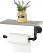 rustic gray-green industrial pipe paper towel holder w/ shelf - wall mount toilet dispenser logo