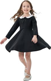 img 2 attached to Vintage Fit And Flare Party Dress With Peter Pan Collar For Girls - Short And Long Sleeve Options - Sizes 2-12 Years