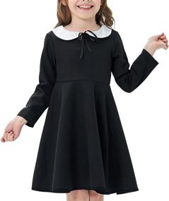 img 4 attached to Vintage Fit And Flare Party Dress With Peter Pan Collar For Girls - Short And Long Sleeve Options - Sizes 2-12 Years