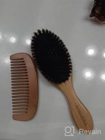 img 6 attached to Boar Bristle Hair Brush - Bamboo Natural Soft Hair Brushes For Men Women Kids - Boars Pure Set With Wooden Straightening Comb Short Travel Bag Brush For Hair Styling Smoothing Hairbrush