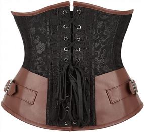 img 3 attached to Underbust Steampunk Corsets For Women: Gothic Vintage Lace-Up Bustier Top