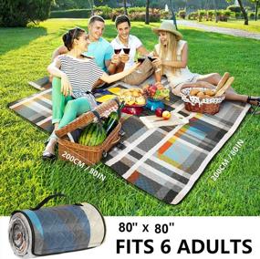 img 3 attached to AMMSUN Colorful Extra Large Picnic & Beach Blanket Handy Mat With Sandproof/Waterproof Dual Layers - Perfect For Family, Friends & Kids (80'' X 80'')