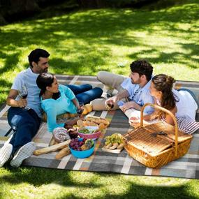 img 4 attached to AMMSUN Colorful Extra Large Picnic & Beach Blanket Handy Mat With Sandproof/Waterproof Dual Layers - Perfect For Family, Friends & Kids (80'' X 80'')