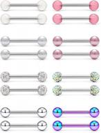 jenxnjsjo nipple rings nipple piercing jewelry tongue rings 14g surgical steel nipplerings screw bar nipple barbell body piercing jewelry for women men girls 5/8 inch 16mm 8pairs multicolor logo