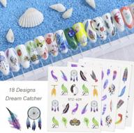 colorful nail art stickers with dream catcher, feather, and butterfly designs - 18 water transfer decals for diy nail decorations, from missbabe logo