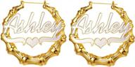 qitian bamboo hoop name earrings - 30mm-75mm size custom hoop rhinestone earrings personalized name plate earrings customize diamond name earrings for women girls fashion jewelry gift logo