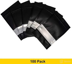 img 3 attached to 🛍️ Premium.PKG 100 Smell Proof Matte Black Pro Quality Mylar Bags - 130 Micron Foil, Small Stand Up Pouch with Resealable Ziplock and Clear Window for Food and More