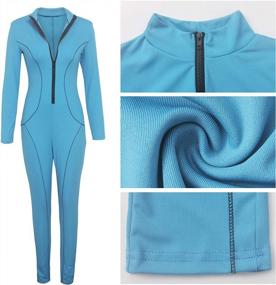 img 1 attached to SheKiss Blue V-Neck Zipper Jumpsuit: Sleek And Sexy High-Waisted Bodycon Romper For Women