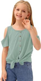 img 2 attached to BesserBay Shoulder Cotton Sleeve Crewneck Girls' Clothing : Tops, Tees & Blouses