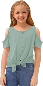 img 4 attached to BesserBay Shoulder Cotton Sleeve Crewneck Girls' Clothing : Tops, Tees & Blouses