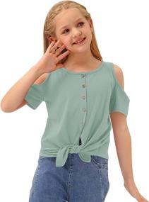 img 1 attached to BesserBay Shoulder Cotton Sleeve Crewneck Girls' Clothing : Tops, Tees & Blouses