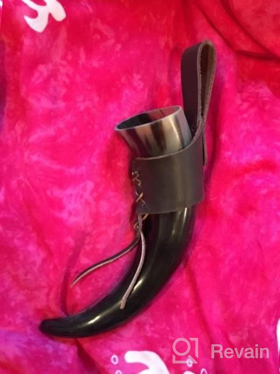 img 1 attached to Norse Tradesman 12" Authentic Ox-Horn Viking Drinking Horn With Genuine Black Leather Belt Holster Burlap Gift Sack Included The Journeyman, Polished, 12-Inch review by Heather Hale