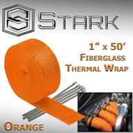 🔥 orange fiberglass heat shield wrap - stark thermal wrap 1" wide x 50' long for exhaust manifold/header логотип