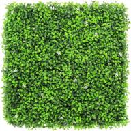 pack of 6 uland artificial boxwood hedges panels for outdoor and indoor gardens, faux grass shrubs topiary mat, greenery wall backdrop, privacy screen fence logo