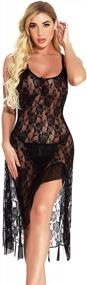 img 4 attached to HiSexy Women'S Long Strappy Lace Chemise Set Adjustable For Boudoir & Lingerie See-Through Negligee Dress