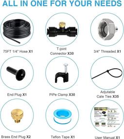 img 3 attached to Outdoor Patio Mister System - 75FT Misting Cooling System With 28 Mist Nozzles, 3/4" Brass Adapter For Garden, Greenhouse, Trampoline, And Waterpark Use