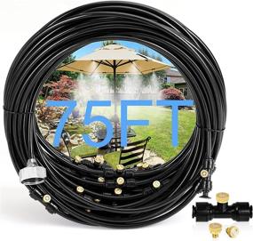 img 4 attached to Outdoor Patio Mister System - 75FT Misting Cooling System With 28 Mist Nozzles, 3/4" Brass Adapter For Garden, Greenhouse, Trampoline, And Waterpark Use