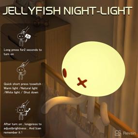 img 2 attached to 🐙 Blue LED Dimmable Baby Bedside Night Light - Jellyfish Baby Night Light with Flexible Tripod for Breastfeeding and Rechargeable Kids Night Lights for Bedroom