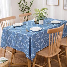img 4 attached to Stylish And Durable Blue Printed Tablecloths For Rectangle Tables - Spill-Proof And Perfect Fit At 60 X 84 Inches