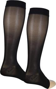 img 3 attached to NuVein Sheer Compression Stockings - Medium Denier, Knee High, Open Toe, Black, Medium - 15-20 MmHg Support For Fashion And Comfort