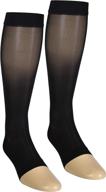 nuvein sheer compression stockings - medium denier, knee high, open toe, black, medium - 15-20 mmhg support for fashion and comfort logo