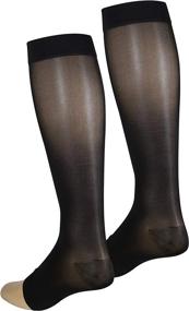 img 2 attached to NuVein Sheer Compression Stockings - Medium Denier, Knee High, Open Toe, Black, Medium - 15-20 MmHg Support For Fashion And Comfort