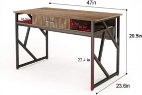 img 3 attached to Рабочий стол 47 дюймов: компьютерный стол DEWEL с выдвижным ящиком и местом для хранения для кабинета в домашнем офисе