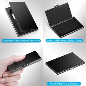 img 3 attached to MaxGear RFID Pocket Business Card Holder - Slim Stainless Steel Business Card Wallet For Men & Women - Credit Card Holder - Black - 3.7 X 2.3 X 0.3 Inches
