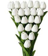 ukeler белые тюльпаны искусственные цветы 24 шт. настоящие сенсорные тюльпаны искусственные цветы для домашнего офиса свадебный декор букет diy венок цветочная композиция логотип