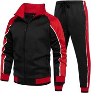 men's tracksuit set full-zip sweatshirt jogger sweatpants warm sports suit gym training wear logo