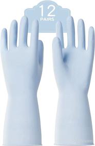 img 4 attached to PACIFIC PPE 12 Pairs Dishwashing Gloves | 12 Inches Blue Rubber Kitchen Gloves for Household Cleaning, Gardening | Long Dish Gloves (Large Size)