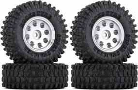 img 4 attached to 1/24 RC Crawler Car SCX24 Upgrade Beadlock Wheel Rims Tires Metal Micro Crawler Tires For AXI00001 Deadbolt - INJORA 1.0 Silver