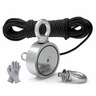 heavy-duty 600lbs double-sided fishing magnet kit with rope, gloves, and neodymium rare earth magnet - ideal for underwater salvage! logo