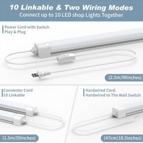 img 2 attached to Waterproof Linkable 4FT LED Shop Light With Switch, 5000K 36W Wall Light For Garage Workbench - Airand Plug In Ceiling Light, Ideal Plug In Lighting Solution For Ceiling And Under Cabinet Fixtures.