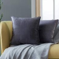 2-pack grey velvet throw pillow covers 18x18 for couch and bedroom - soft solid square cushion by top finel logo