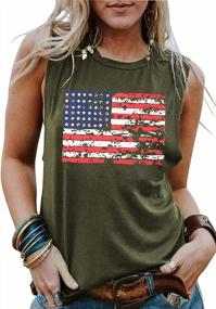 img 3 attached to Women'S USA Flag Print Tank Top - Patriotic Stars & Stripes Vest Tee For Summer