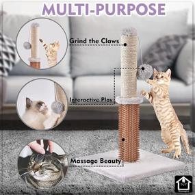 img 1 attached to Enhance Your Cat's Playtime with the Homagico Cat Scratching Post: Tall, Interactive, and Massage-Ready!