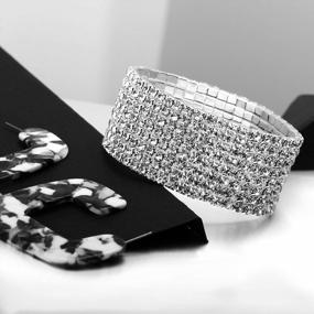 img 1 attached to LDPF Rhinestone Stretch Bracelet For Wedding,Prom,Bridal,Costume,Figure Competition,Beauty Pageant