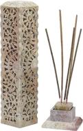 🎁 carry me handmade marble soapstone incense stick burner, candle stick holder, tea light burner - exquisite floral carving for gifting. decorative home and kitchen decor (3 x 3 x 11 inches) логотип