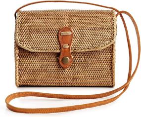 img 4 attached to Handmade Rattan Crossbody Bags for Women - Stylish Women's Handbags & Wallets