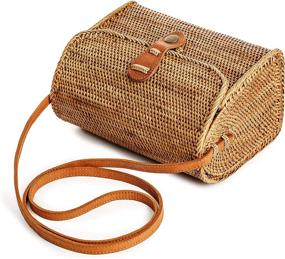 img 3 attached to Handmade Rattan Crossbody Bags for Women - Stylish Women's Handbags & Wallets