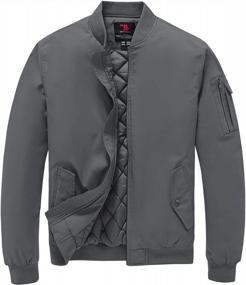 img 4 attached to Men'S Quilted Bomber Jacket Full Zip Winter Flight Padded Work Outerwear