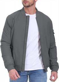 img 2 attached to Men'S Quilted Bomber Jacket Full Zip Winter Flight Padded Work Outerwear
