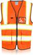 ansi/isea high visibility safety vest with pockets, mic tab, reflective strips and zipper - shorfune logo