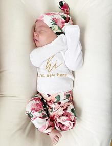 img 3 attached to Newborn Baby Girl Clothes 4PC Set - Im New Here Infant Outfit Cute Toddler Girl Clothing.