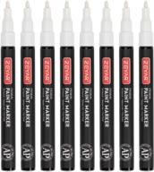 8 white permanent oil-based paint markers - expert rock painting, waterproof & works on multiple surfaces! logo