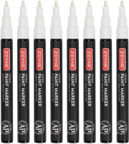 img 4 attached to 8 White Permanent Oil-Based Paint Markers - Expert Rock Painting, Waterproof & Works On Multiple Surfaces!