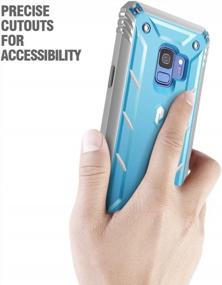 img 1 attached to Максимальная защита для вашего Galaxy S9 с прочным чехлом Poetic Revolution - полное покрытие на 360 градусов, встроенная защитная пленка для экрана, синий / серый
